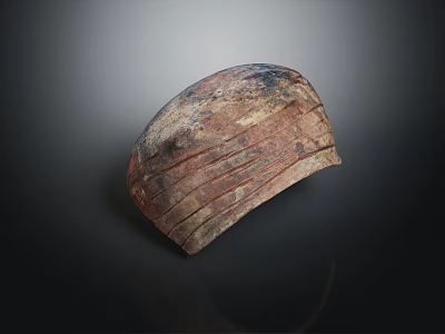 Handcrafted Traditional Ceramic Ware With Striped Texture And Rustic Red Brown Hue 3d model