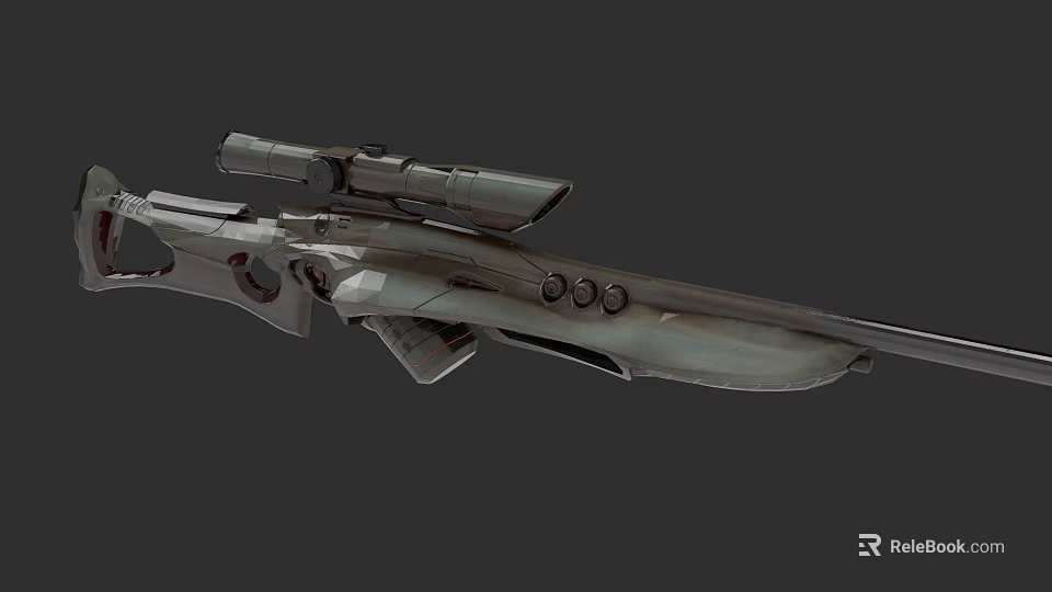 Modern Tactical Sniper Rifle With High Power Scope And Metallic Finish 3d model 