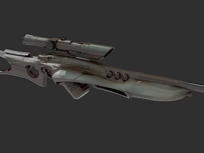 Modern Tactical Sniper Rifle With High Power Scope And Metallic Finish 3d model