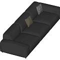 Modern Gray Leather Sectional Sofa with Decorative Cushions and Geometric Pattern 3d model