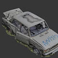 Old Rusty Abandoned Car With Open Hood And Overgrown Weeds