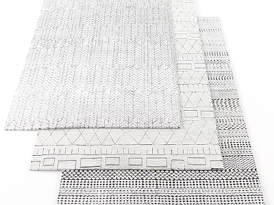 Square Rugs Featuring Various Geometric Patterns Herringbone Triangles And Dotted Designs 3d model