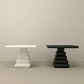 White and Black Modern Coffee Tables With Stacked Stone Inspired Base Design 3d model