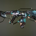 Futuristic Sci Fi Weapon With Blue Luminous Accents And Metallic Design