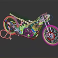 Custom White Motorcycle Featuring Blue Seat Black Frame Spoked Wheels And Metallic Engine