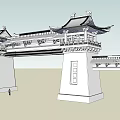 Traditional Chinese Entrance Gate with Classic Eaves Ornate Carvings and Stone Columns