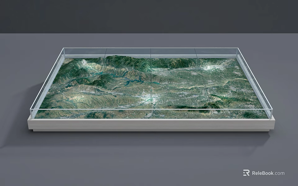 Commercial Terrain Display Equipment With Transparent Glass Cover And Detailed Geographical Models 3d model 