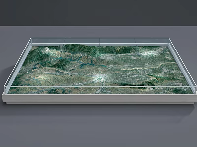 Commercial Terrain Display Equipment With Transparent Glass Cover And Detailed Geographical Models 3d model