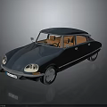 Vintage Blue Classic Car With Streamlined Body And Brown Leather Seats Shiny Reflection