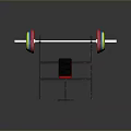 Fitness Equipment Bench Press Rack with Black Red Edge Pad and Colorful Weight Plates Barbell