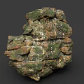 Stacked Green Brown Wood Stone Featuring Rough Natural Surface Texture 3d model