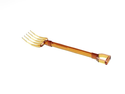 Amber Colored Plastic Fork With Long Handle For Kitchen Dining Use 3d model