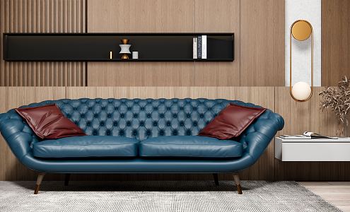 Modern double sofa coffee table combination 3d model