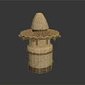 Traditional Stone Lantern With Conical Top And Layered Structure Design Details