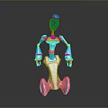 Blue Robot With Humanoid Design Mechanical Arms And Wheeled Base Modern Look