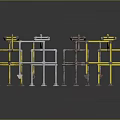 Colorful Metal Furniture Frames In Yellow Red And White Structural Design
