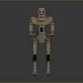 Brown Robot 3D Model With Red Eyes Mechanical Joints And Metal Parts