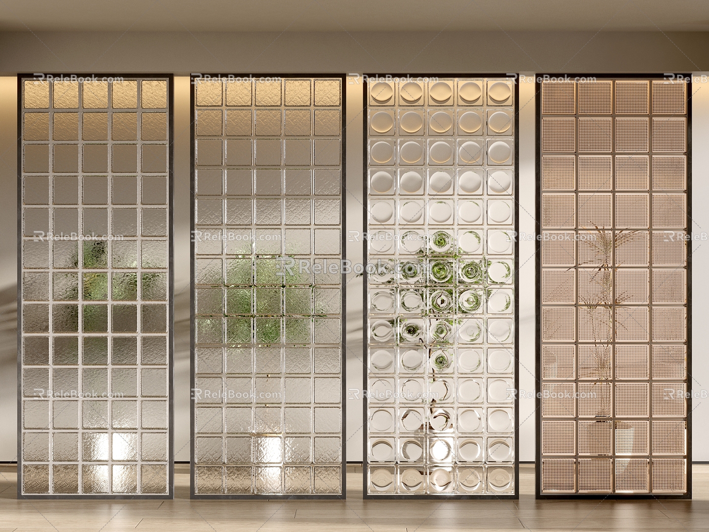 Art glass partition glass brick porch glass partition 3d model