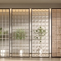 Art glass partition glass brick porch glass partition 3d model