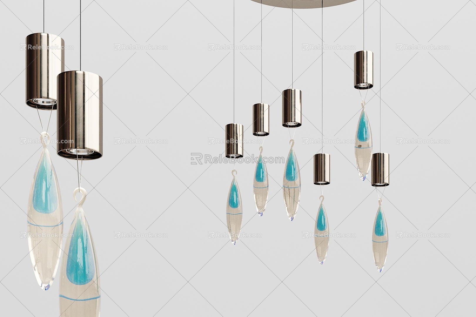 Modern chandelier metal glass multi-head chandelier 3d model