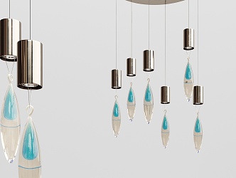 Modern chandelier metal glass multi-head chandelier 3d model