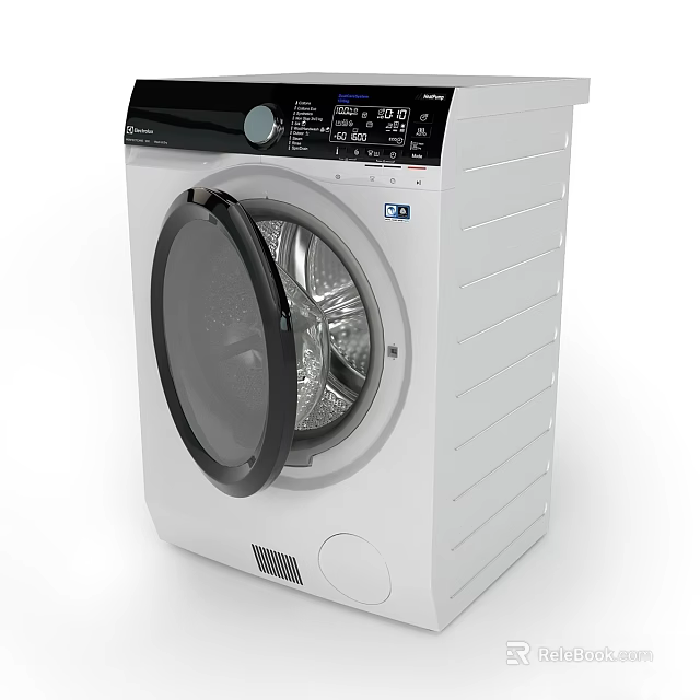 Modern White Washing Machine With Digital Control Panel And Transparent Door For Home Use 3d model 