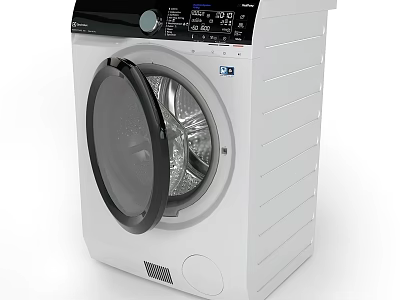Modern White Washing Machine With Digital Control Panel And Transparent Door For Home Use 3d model