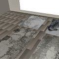 Abstract Patterned Square Rugs in Gray White Brown Tones for Modern Home Interior 3d model