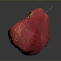 Adorable Rabbit Eating Red Spotted Bitten Pear On Dark Background Surface