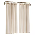 Beige Linen Window Curtains With Pleated Design For Modern Home Decoration
