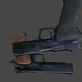 Two Modern Pistols with Wooden And Black Grips Detailed Design And Sleek Finish