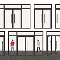 Modern Glass Doors And Windows With Metal Frames And Transparent Panels