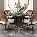 New Chinese Chess and Mahjong Table and Chair 3d model