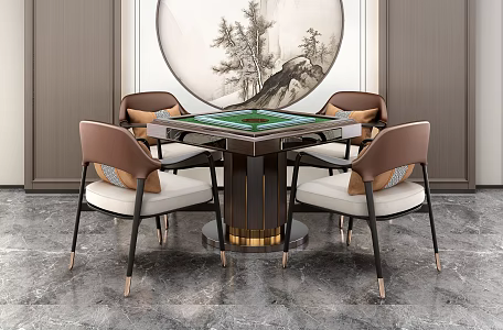 New Chinese Chess and Mahjong Table and Chair 3d model