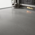 Modern Gray Floor Tiles In Living Room With Fireplace And Natural Light