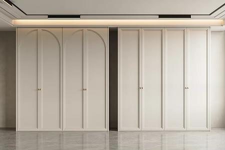 Cream Style Wardrobe Storage Cabinet Door 3d model
