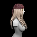 Game Movie Character With Red Crocheted Hat Blonde Long Braided Hair On Black Background