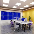 modern monitoring room 3d model