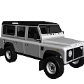 Classic Off Road Car With Silver Body Black Roof Large Tires And Round Headlights
