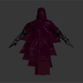 Hooded Cloaked Figure In Dark Purple Robe With Outstretched Arms