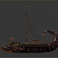 Ancient Ornate Warship With Red Sail Dragon Shaped Prow And Rowing Oars
