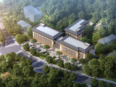 New Chinese-style Office Building She Cultural Architecture 3d model