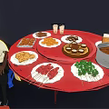 Colorful Cartoon Characters Gathered Around Dining Table With Food And Lit Lanterns