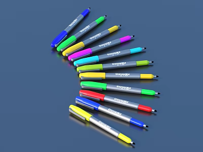 Sharpie Colored Markers in Various Vibrant Colors Arranged as Writing Supplies 3d model