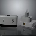 Modern White Electronic Devices Power Adapter and Network Extender with Plug and Interface Design