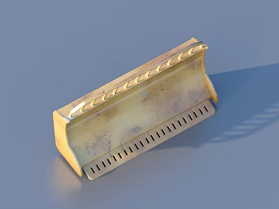 Industrial Equipment Golden Metal Part With Decorative Edges And Holes Design 3d model