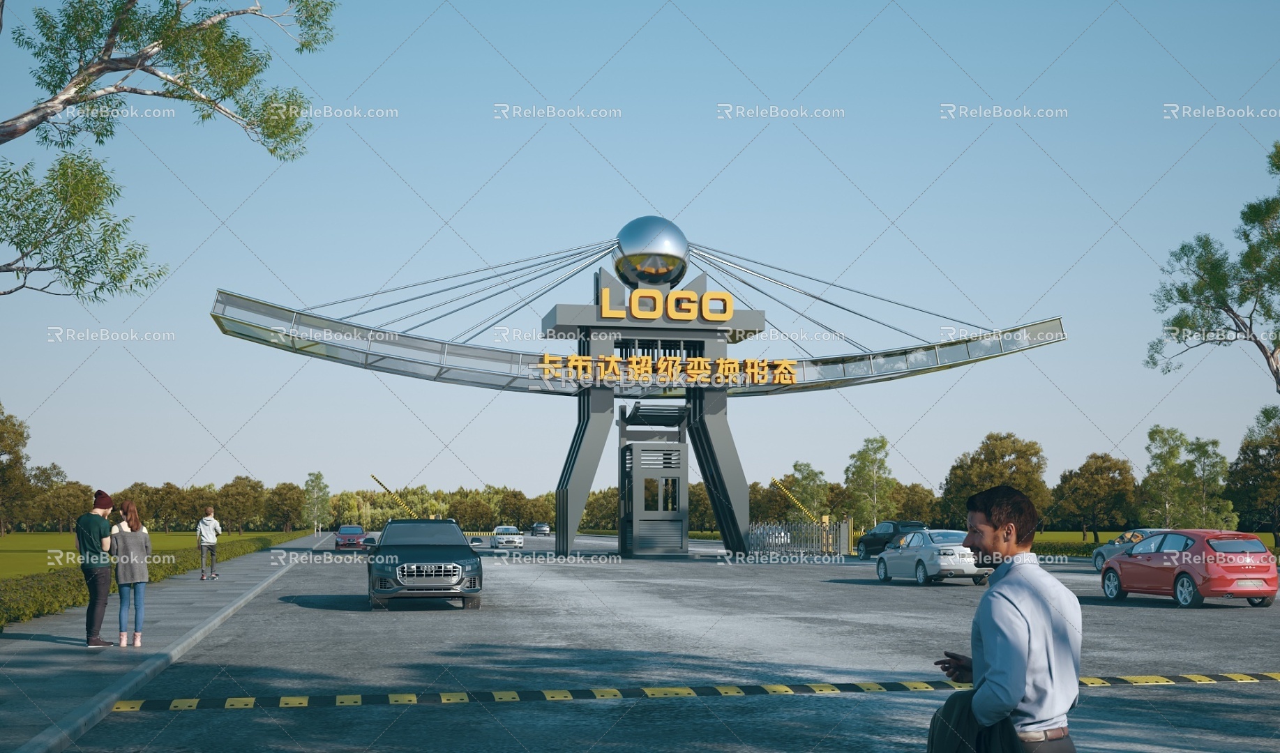 Modern Gate Gate Building Factory Gate Guard Recorder Room Gate Entrance Park Gate Gate Gate 3d model