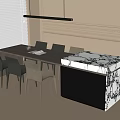 Modern Dining Table and Chair Combination Dining Table and Dining Chair Chandelier 3d model
