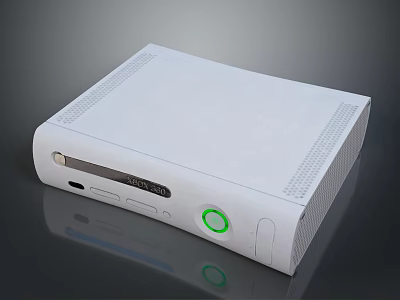 Xbox 360 White Gaming Console With Front Green Ring Light Design 3d model