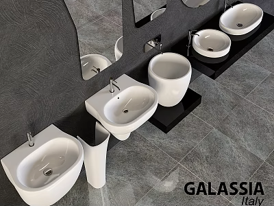 Modern Washbasins by GALASSIA Italy with Sleek Design and Wall Mounted Styles 3d model